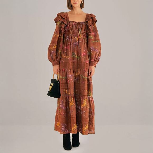 FARM Rio Dresses & Skirts - Farm Rio Horse Country Cottagecore Cotton Maxi Dress Size S